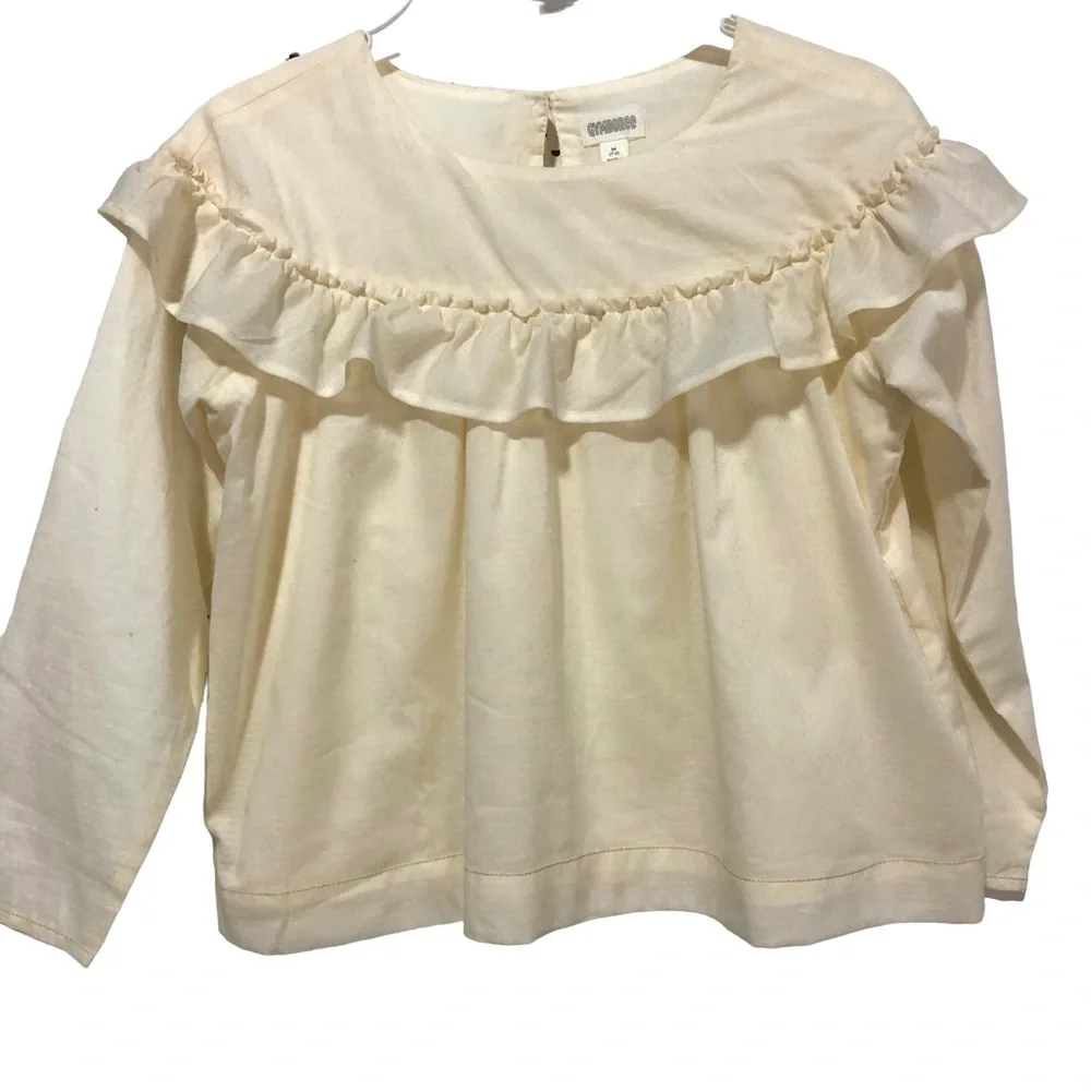 GYMBOREE Top Peasant Blouse NEW Cream Size 7/8 Lined Cotton Long Sleeves